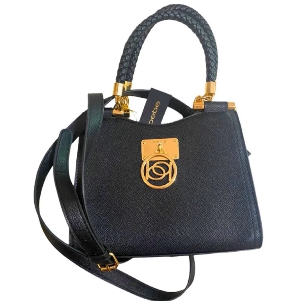 bebe Kate Mini Shopper Convertible Crossbody Handbag removable strap black NWT